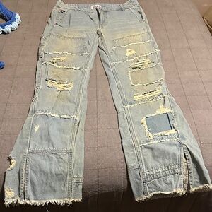 BDG Vintage Blue Ripped Straight Leg Jeans